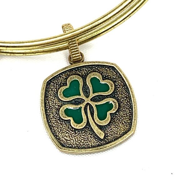 Alex and Ani Four Leaf Clover Charm Bracelet Gold Finish - Expands 2"- 3.5 - Picture 2 of 3